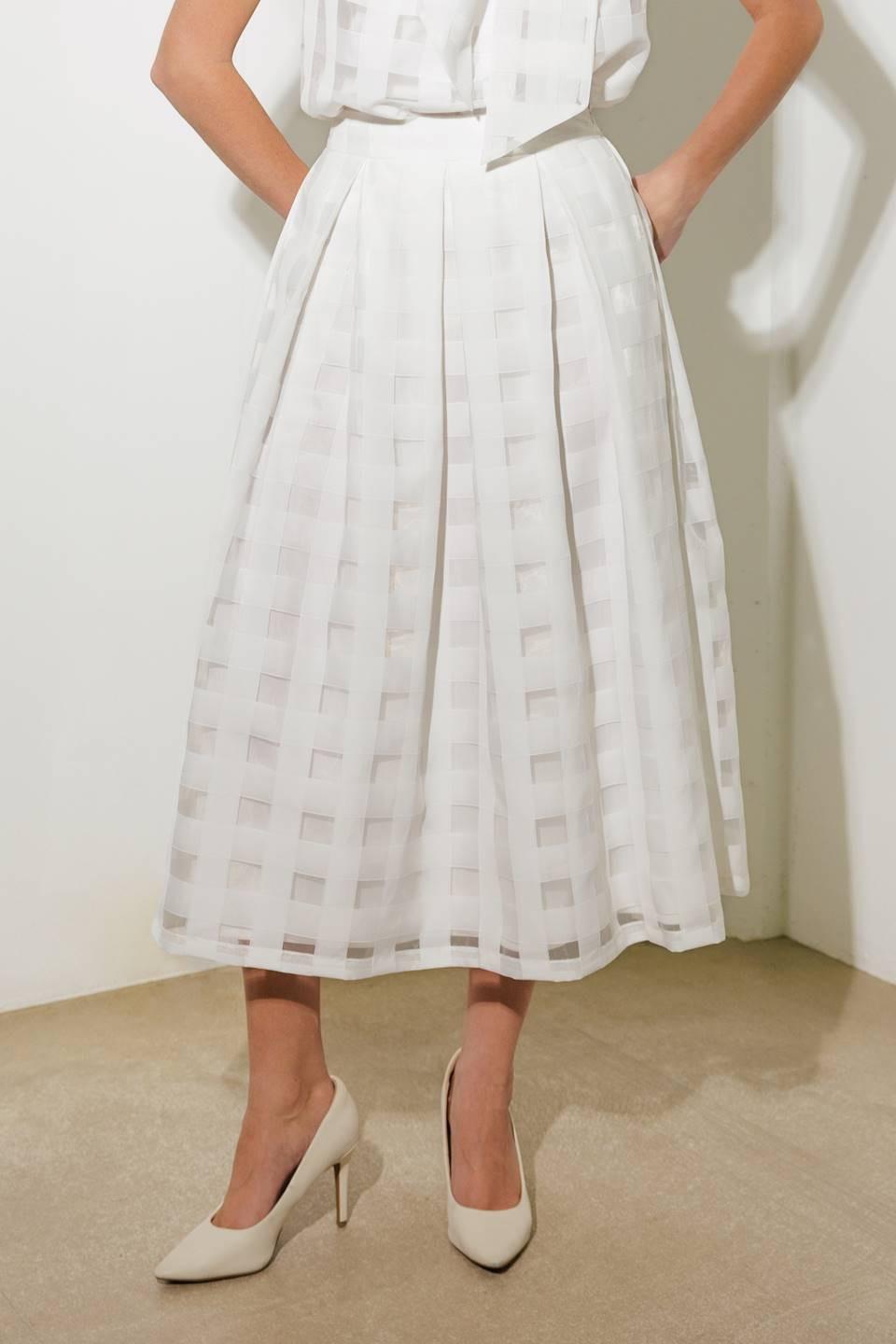Live for Us White Organza Midi Skirt, view 1 — Soul Flow Apparel