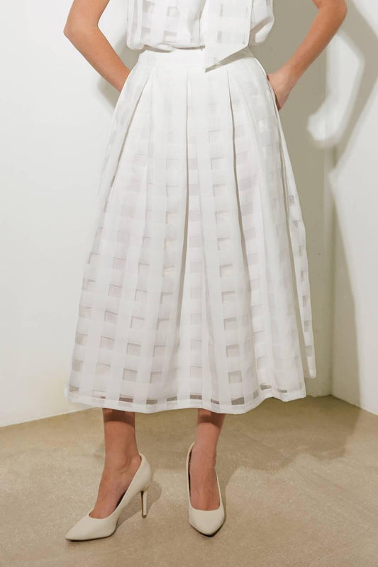 Live for Us White Organza Midi Skirt, view 1 — Soul Flow Apparel