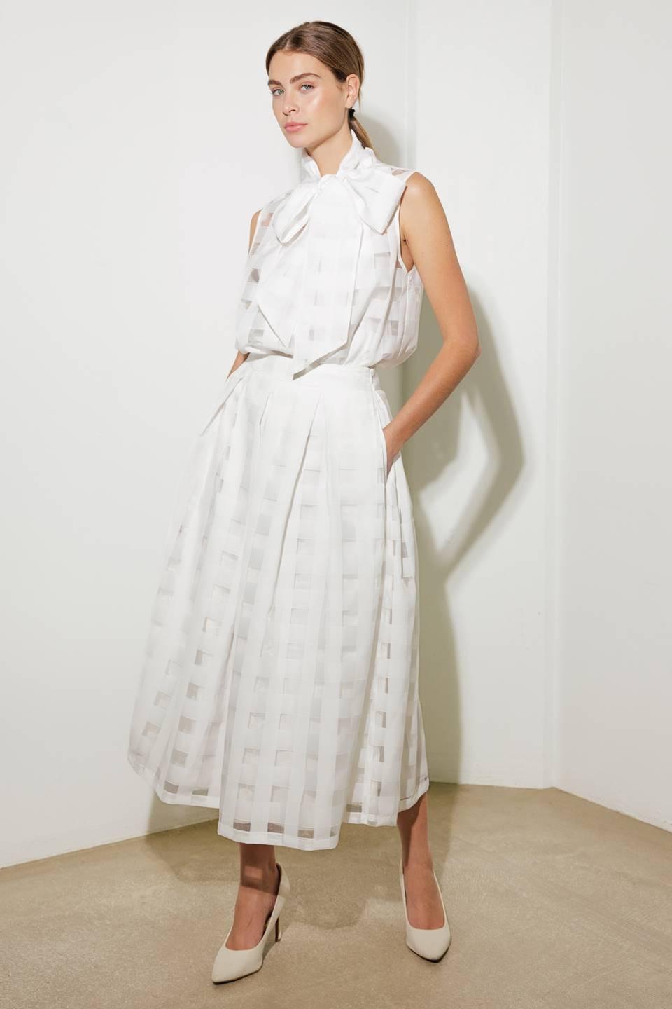 Live for Us White Organza Midi Skirt, view 2 — Soul Flow Apparel