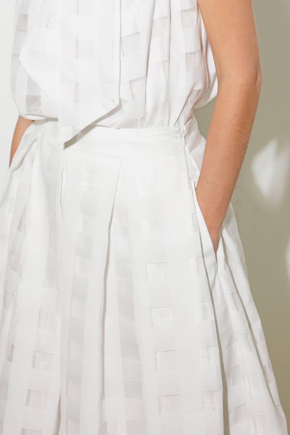 Live for Us White Organza Midi Skirt, view 3 — Soul Flow Apparel