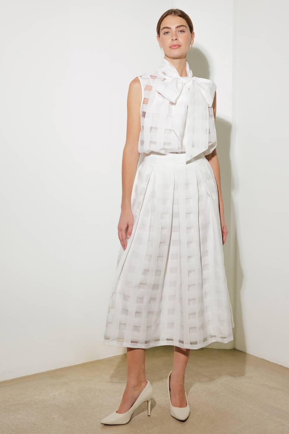 Live for Us White Organza Midi Skirt, view 6 — Soul Flow Apparel