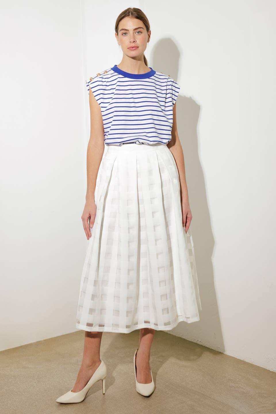 Live for Us White Organza Midi Skirt, view 7 — Soul Flow Apparel