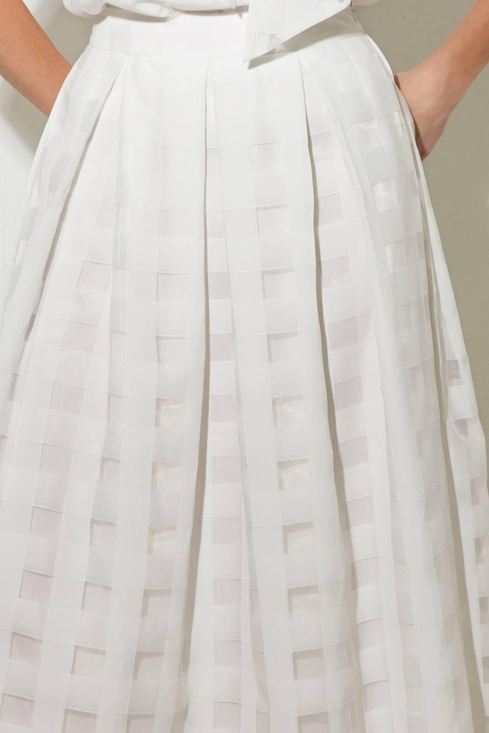Live for Us White Organza Midi Skirt, fabric swatch — Soul Flow Apparel