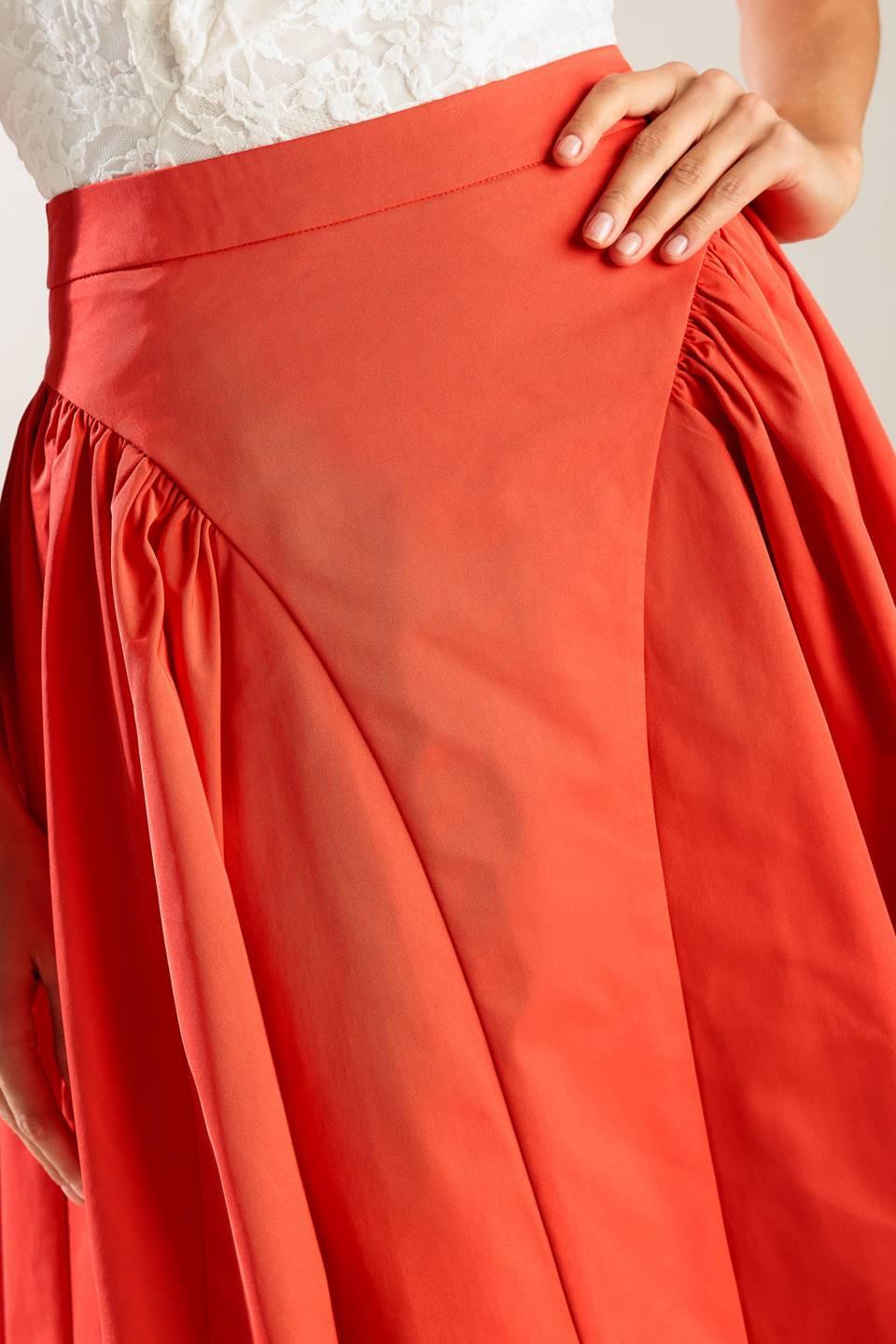 Lunch with the Girls Woven Full Midi Skirt in orange, view 5 — Soul Flow Apparel