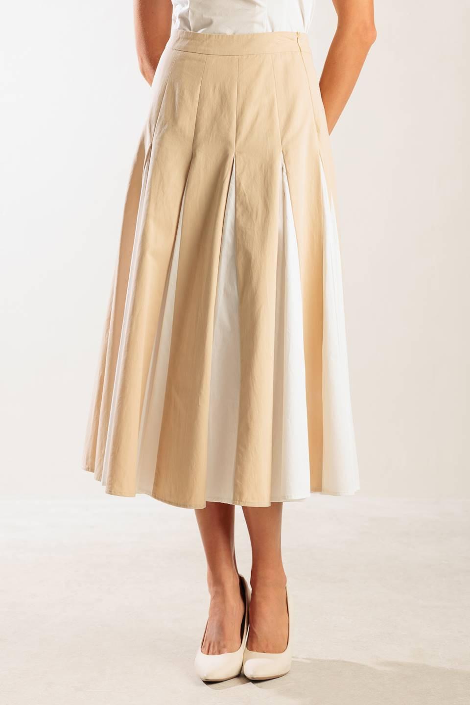 The Sweetest Thing Woven Midi Skirt in khaki white, view 3 — Soul Flow Apparel