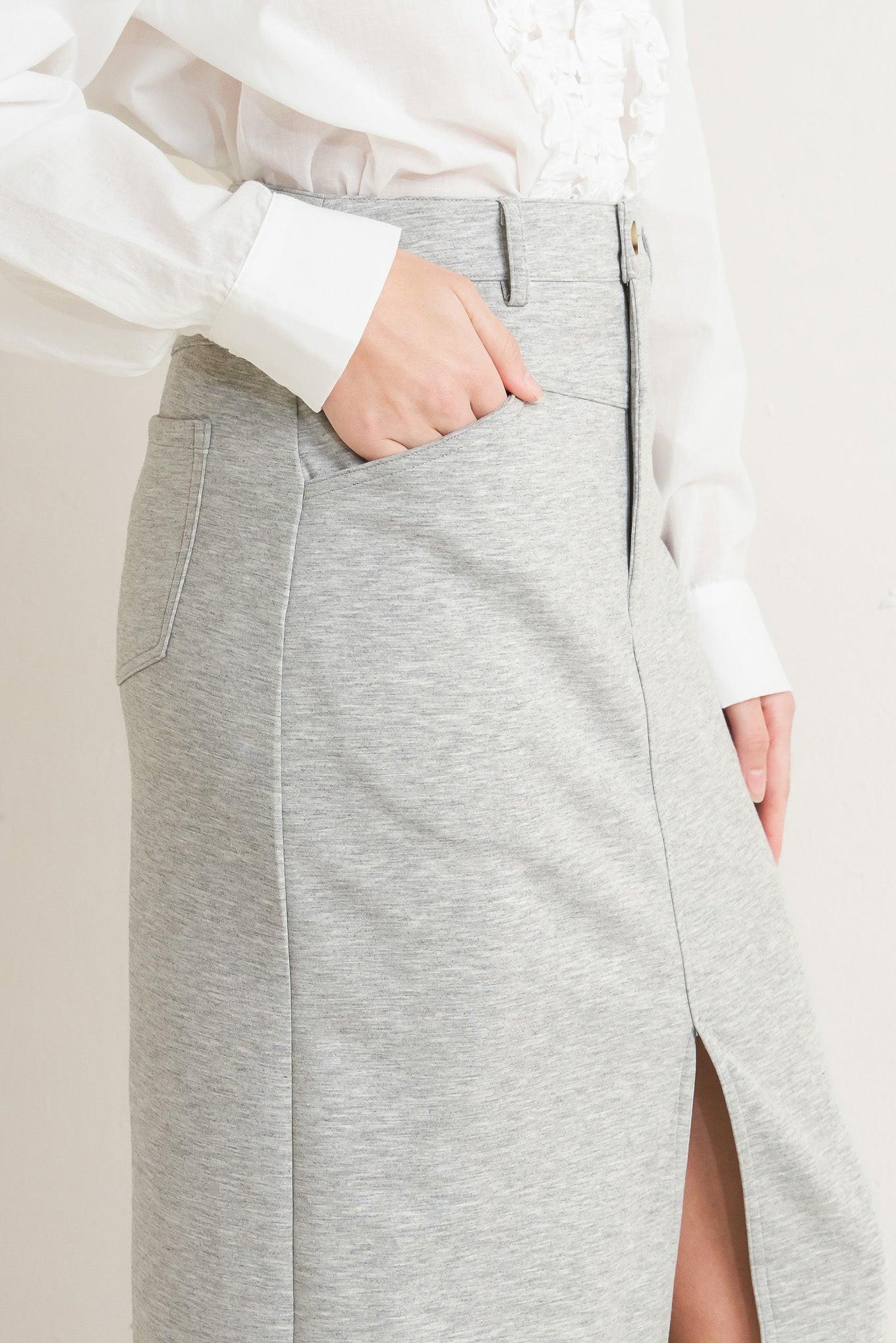 Lovely By Nature Knit Midi Skirt in hgrey, view 3 — Soul Flow Apparel