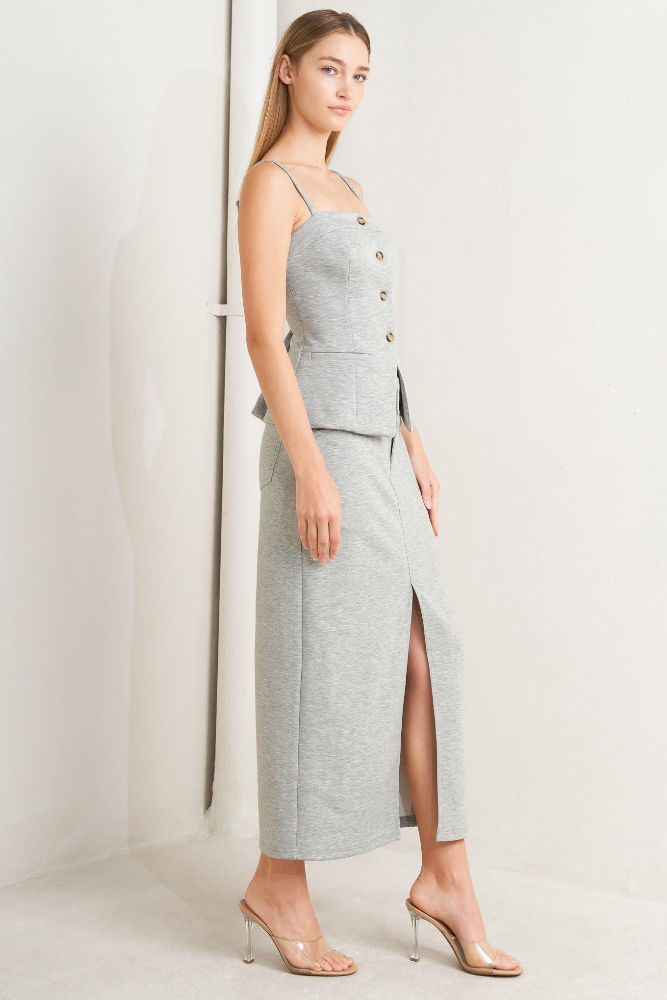 Lovely By Nature Knit Midi Skirt in hgrey, view 5 — Soul Flow Apparel