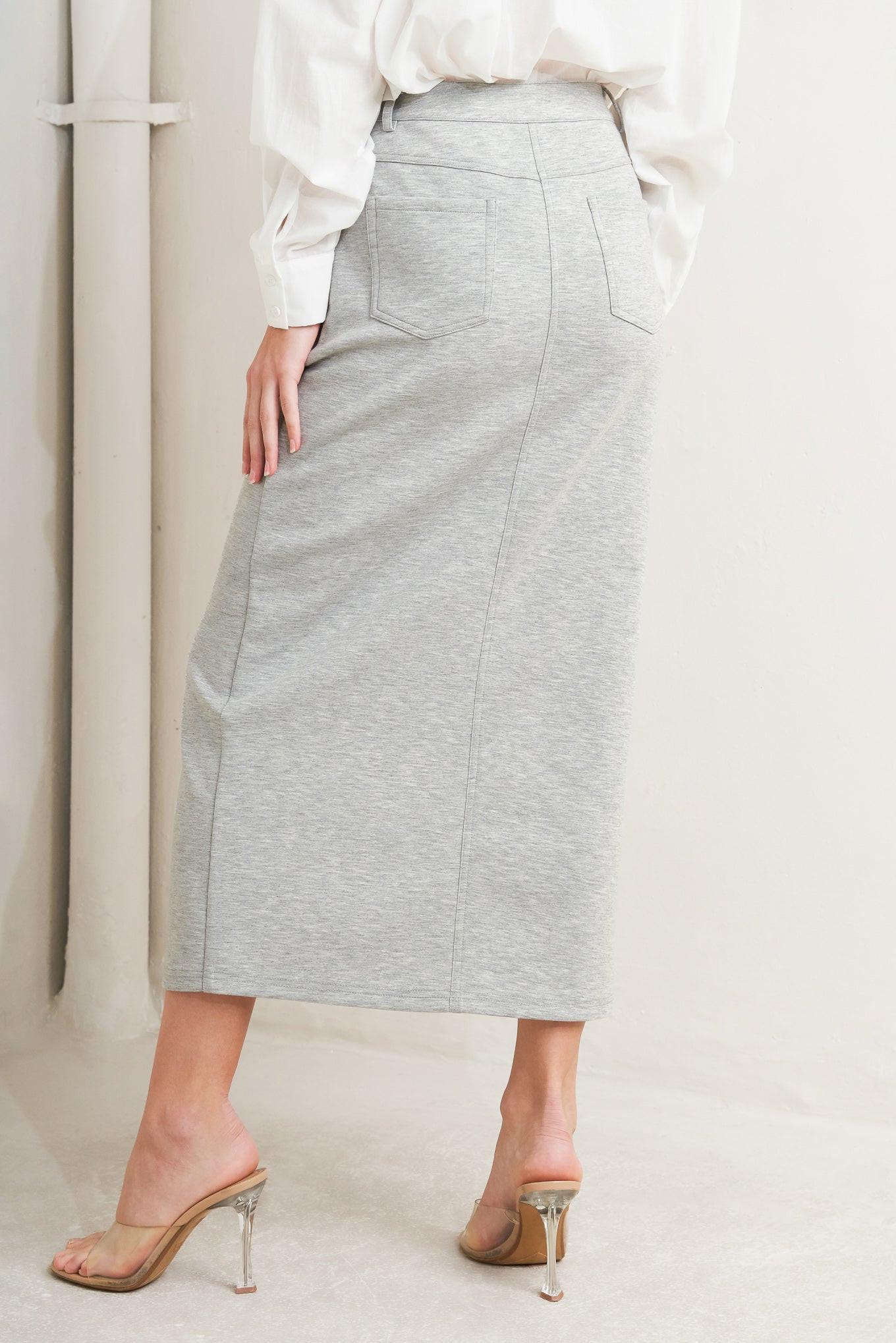Lovely By Nature Knit Midi Skirt in hgrey, view 7 — Soul Flow Apparel