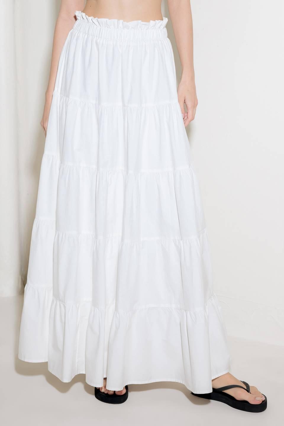 Slow Down in White Woven Maxi Skirt, view 1 — Soul Flow Apparel