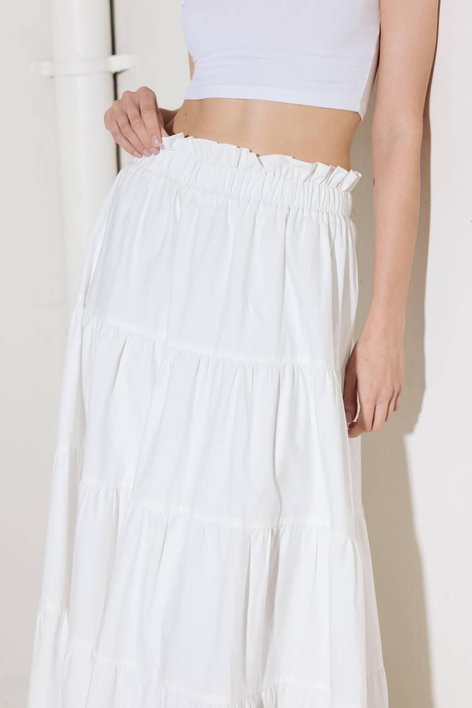 Slow Down in White Woven Maxi Skirt, view 3 — Soul Flow Apparel