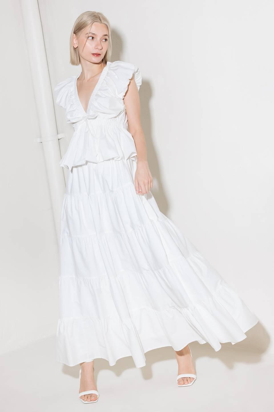 Slow Down in White Woven Maxi Skirt, view 5 — Soul Flow Apparel
