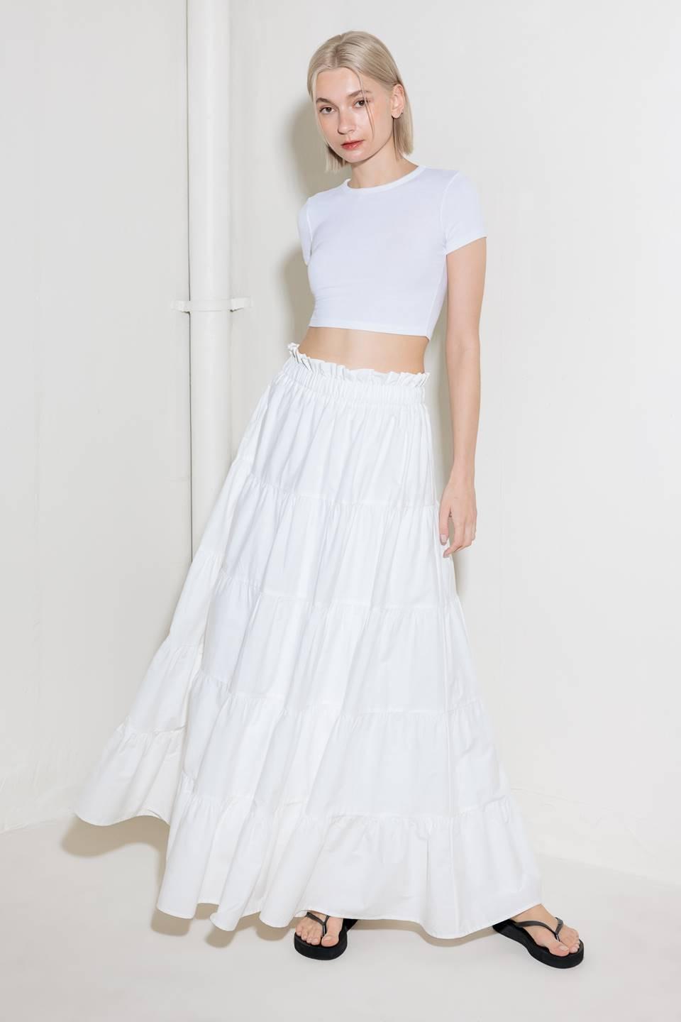 Slow Down in White Woven Maxi Skirt, view 6 — Soul Flow Apparel