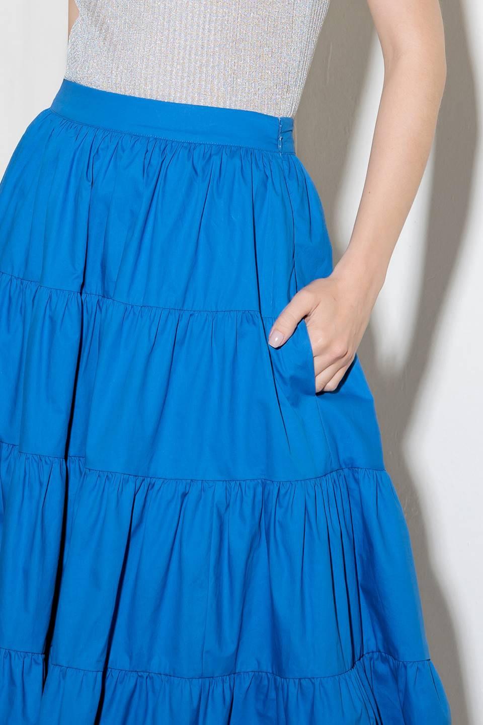 Simply Spellbound Blue Woven Full Midi Skirt in royalblue, view 1 — Soul Flow Apparel