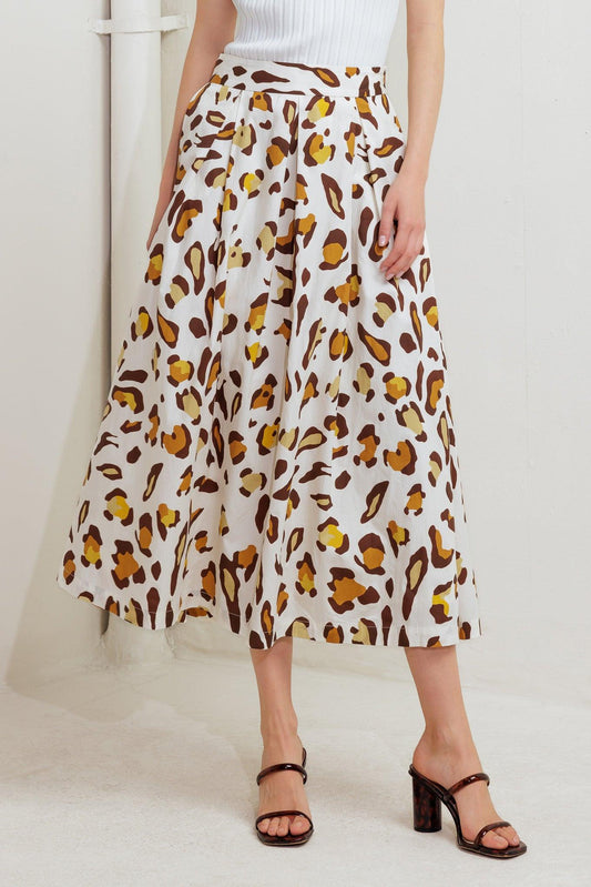 City Jungle Woven Full Skirt in natural, view 3 — Soul Flow Apparel