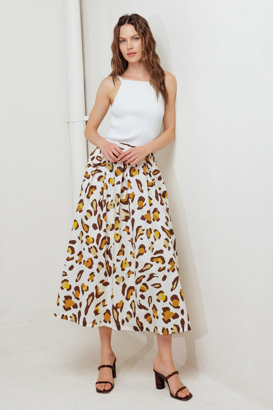 City Jungle Woven Full Skirt in natural, view 4 — Soul Flow Apparel