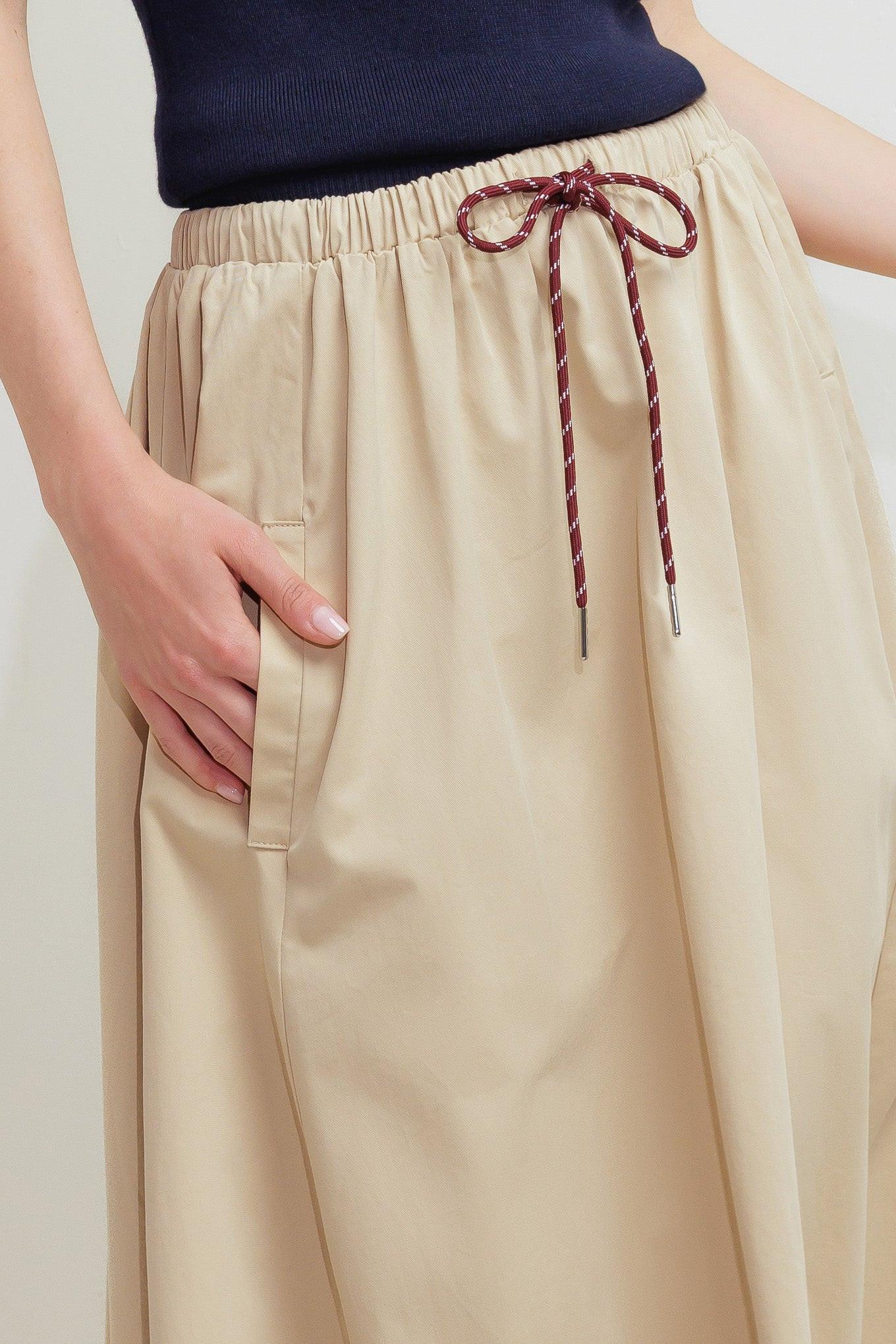Weekend Parisian Woven Midi Skirt in taupe, view 5 — Soul Flow Apparel