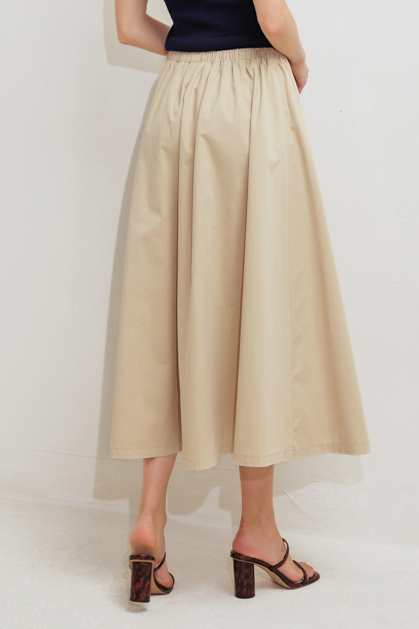 Weekend Parisian Woven Midi Skirt in taupe, view 7 — Soul Flow Apparel