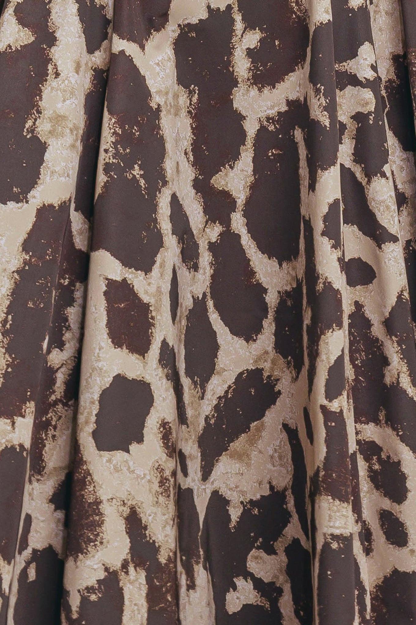 Leo Lover Woven Full Midi Skirt in brown multi, fabric swatch — Soul Flow Apparel