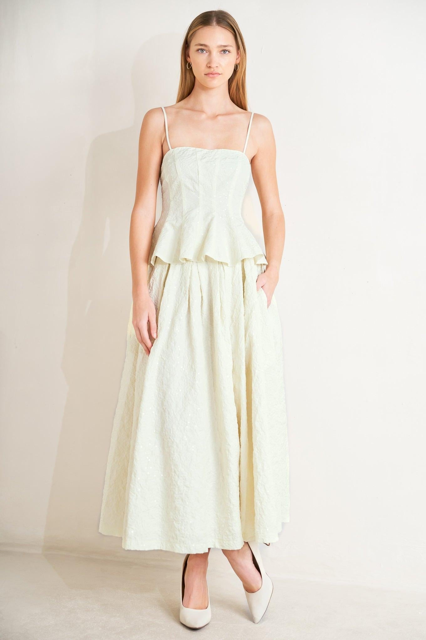 Grand Entrance Woven Full Skirt in ivory, view 2 — Soul Flow Apparel