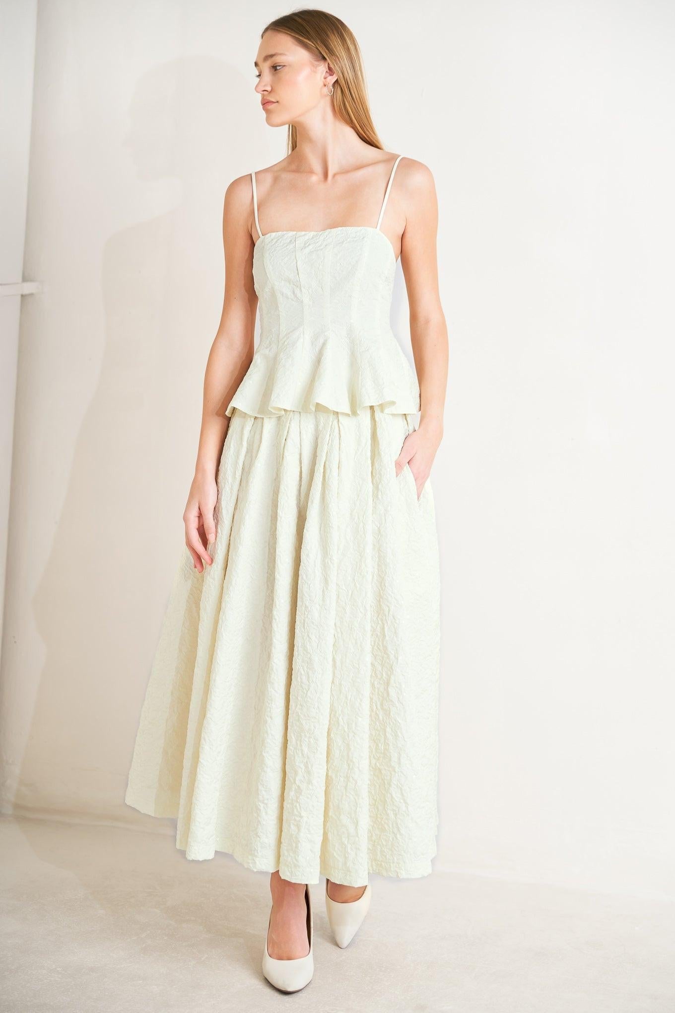Grand Entrance Woven Full Skirt in ivory, view 6 — Soul Flow Apparel