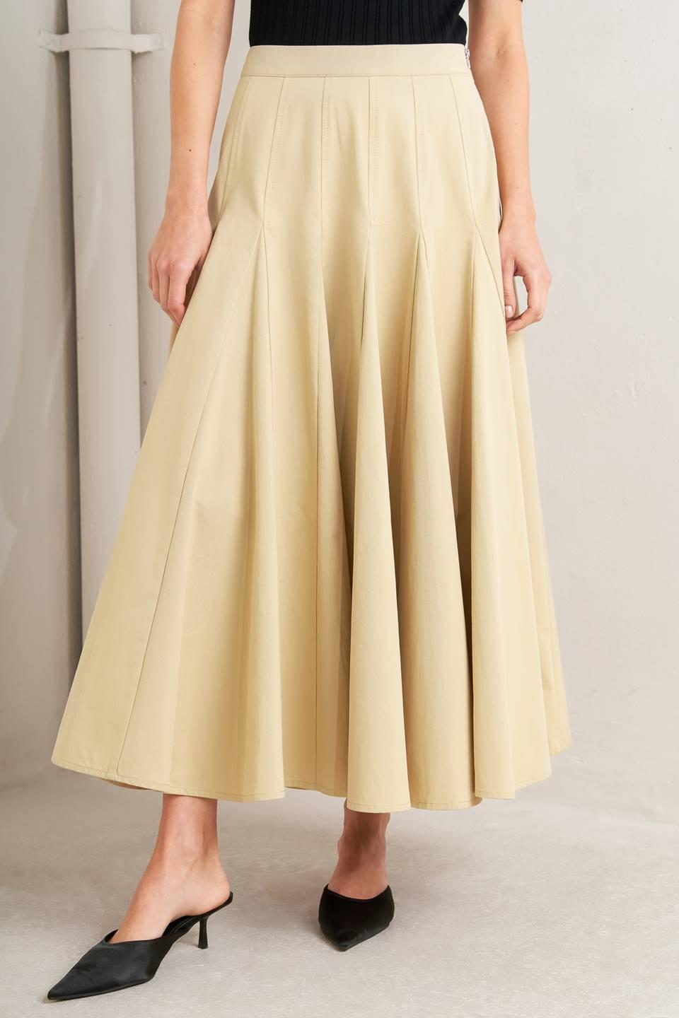 Pale Frame Woven Taupe Circle Skirt, view 6 — Soul Flow Apparel