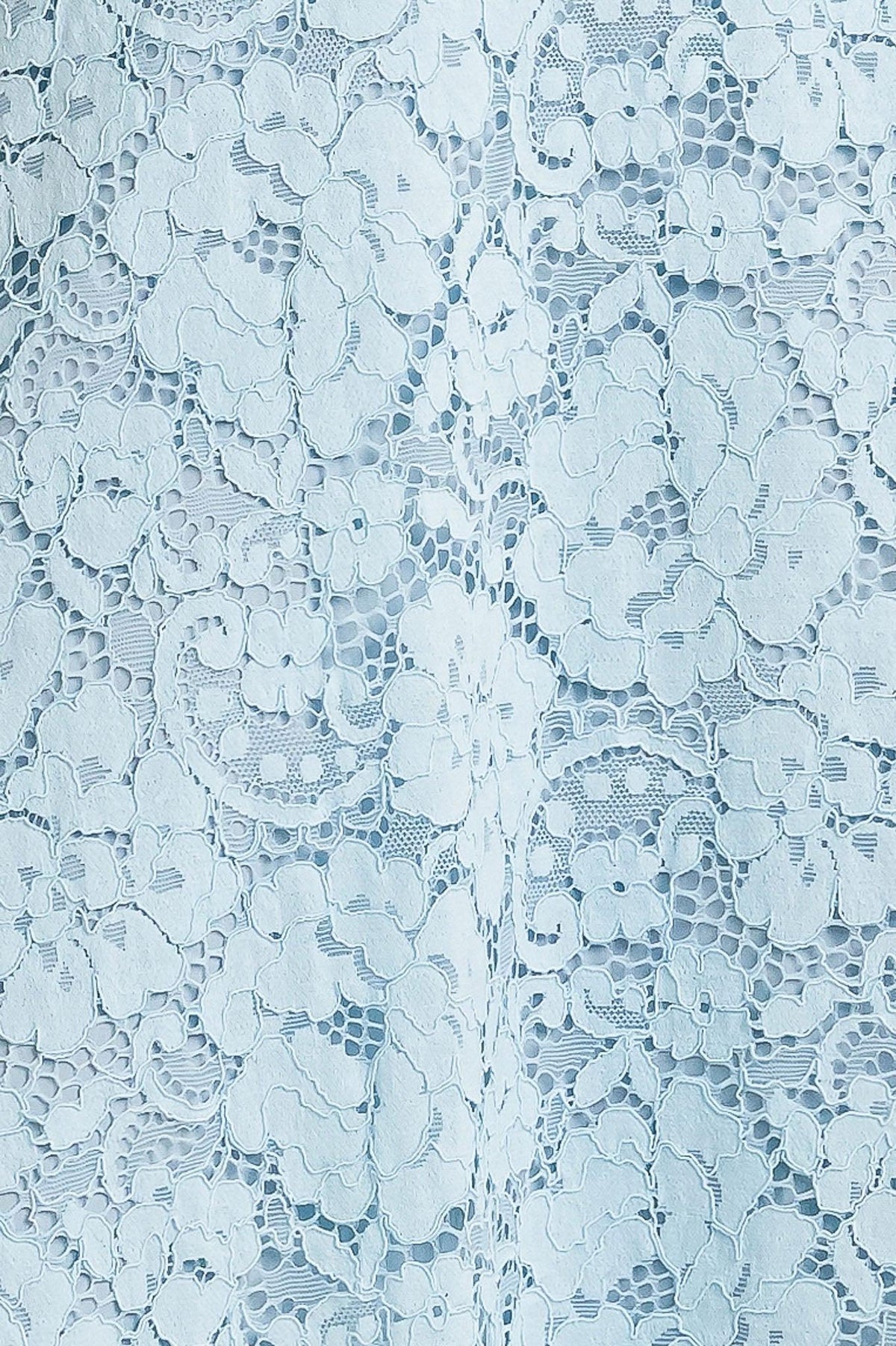 Purely Romantic Woven Lace Midi Skirt in light blue, fabric swatch — Soul Flow Apparel