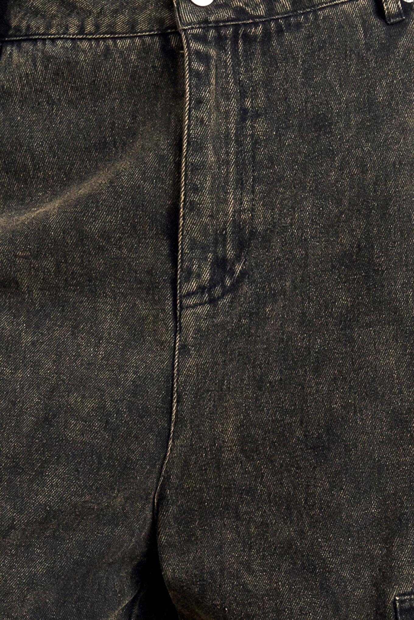 Can't Blame Me Gargo Denim Pants in black, fabric swatch — Soul Flow Apparel