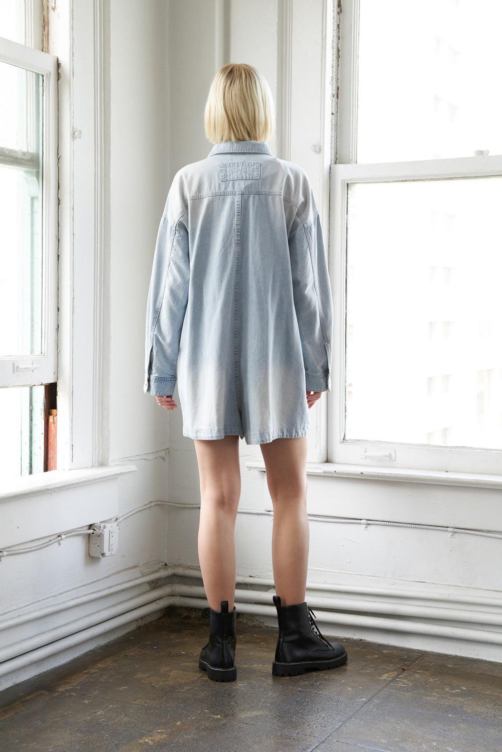 Turning Point Denim Romper, view 3 — Soul Flow Apparel