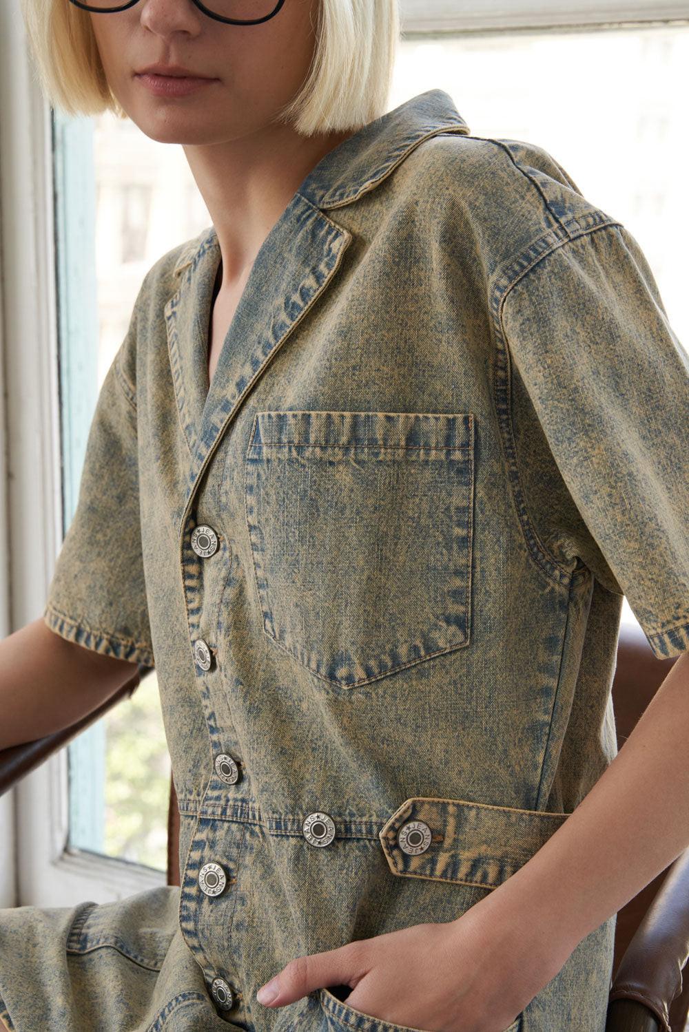 Day in the Life Denim Romper, view 1 — Soul Flow Apparel