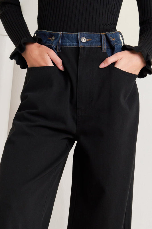 This One's for You Denim Pants in black, view 6 — Soul Flow Apparel
