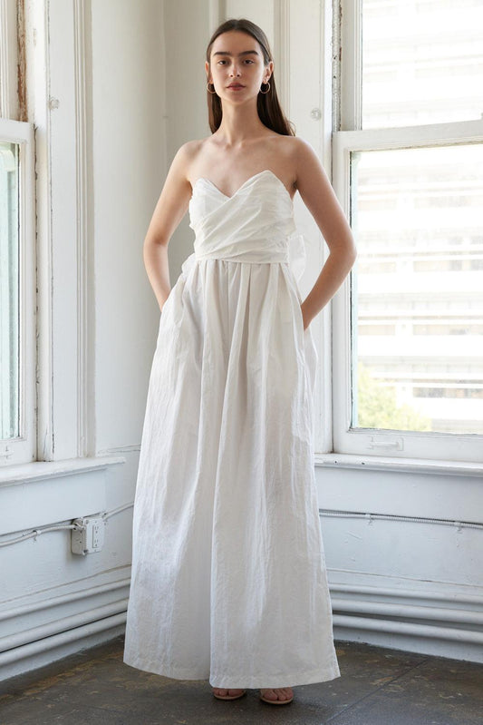 Think About Me Woven Jumpsuit in white, view 1 — Soul Flow Apparel