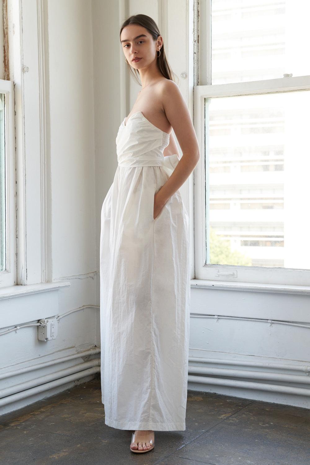 Think About Me Woven Jumpsuit in white, view 3 — Soul Flow Apparel