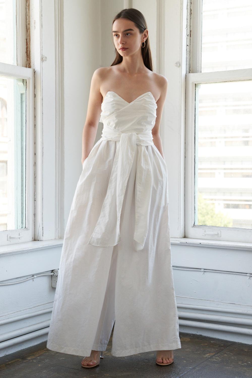 Think About Me Woven Jumpsuit in white, view 4 — Soul Flow Apparel