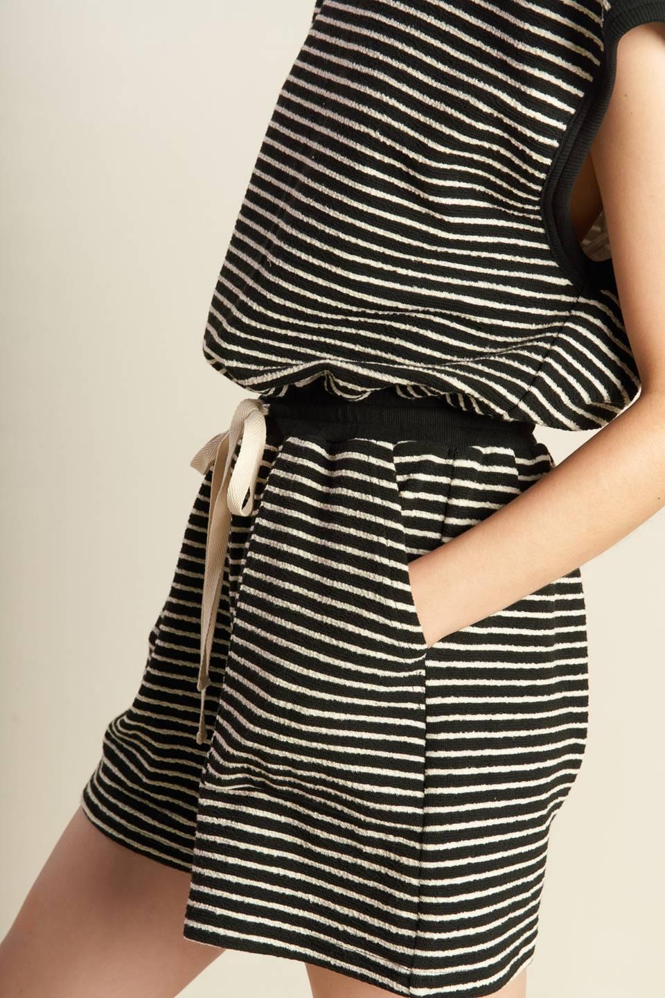 Sunset Cove Strip Romper in black cream, view 6 — Soul Flow Apparel