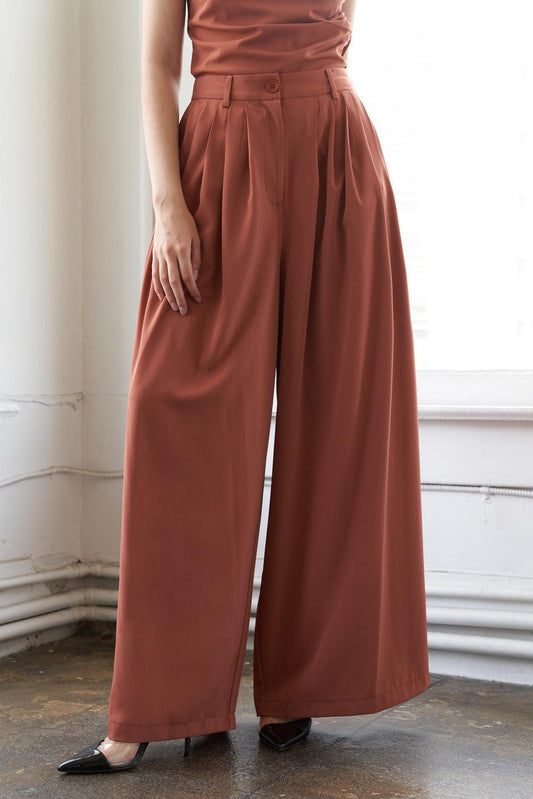 Birds Singing Woven Pants in rust, view 3 — Soul Flow Apparel