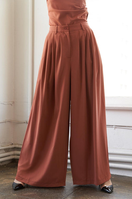 Birds Singing Woven Pants in rust, view 4 — Soul Flow Apparel