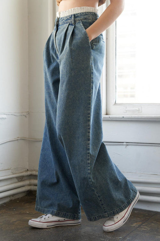 Somewhere Up Above Denim Pants, view 3 — Soul Flow Apparel