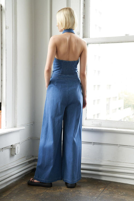 Serene Seasons Denim Jumpsuit, view 3 — Soul Flow Apparel