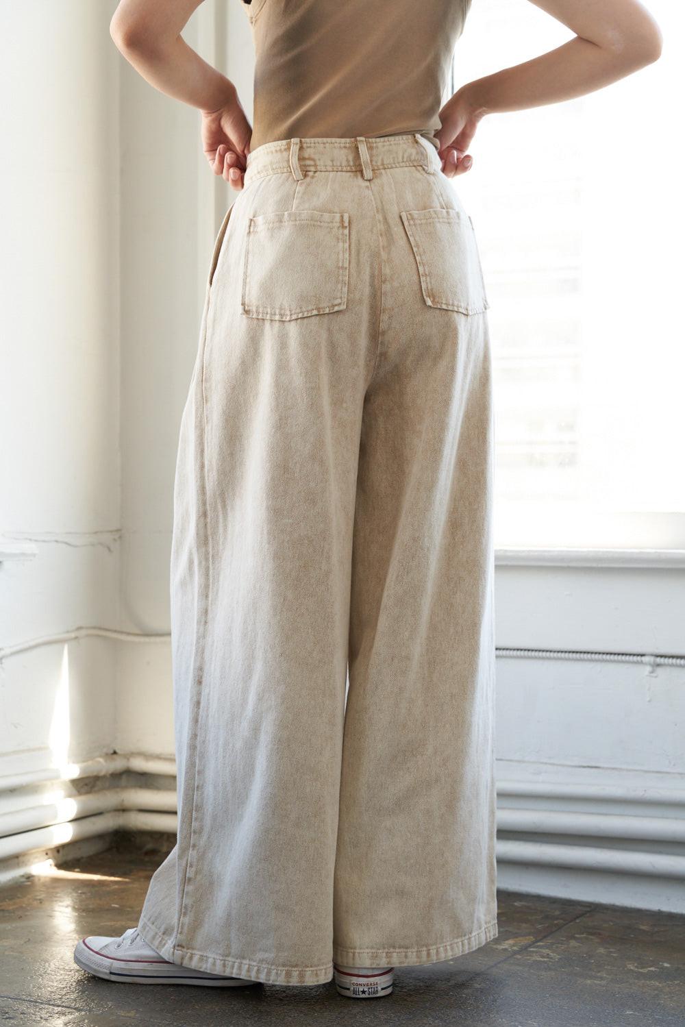 Sunbeam Splendor Twill Pants in taupe acid, view 2 — Soul Flow Apparel