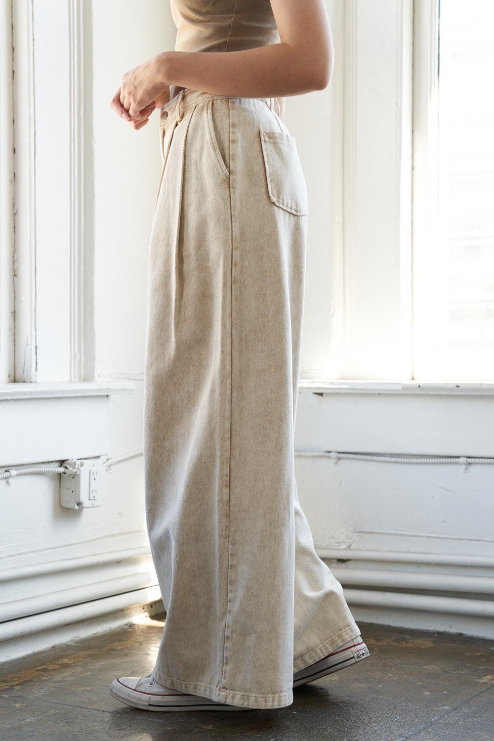 Sunbeam Splendor Twill Pants in taupe acid, view 3 — Soul Flow Apparel