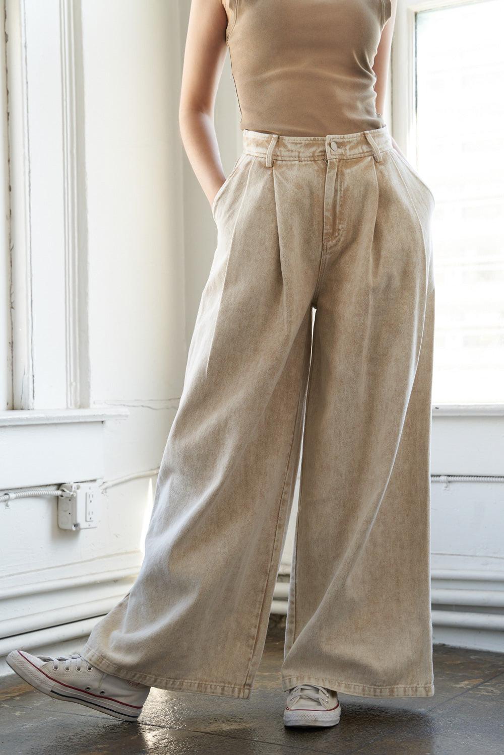 Sunbeam Splendor Twill Pants in taupe acid, view 5 — Soul Flow Apparel