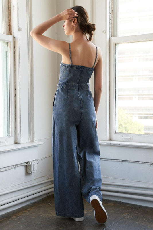 Stolen Glances Denim Jumpsuit in acid, view 2 — Soul Flow Apparel