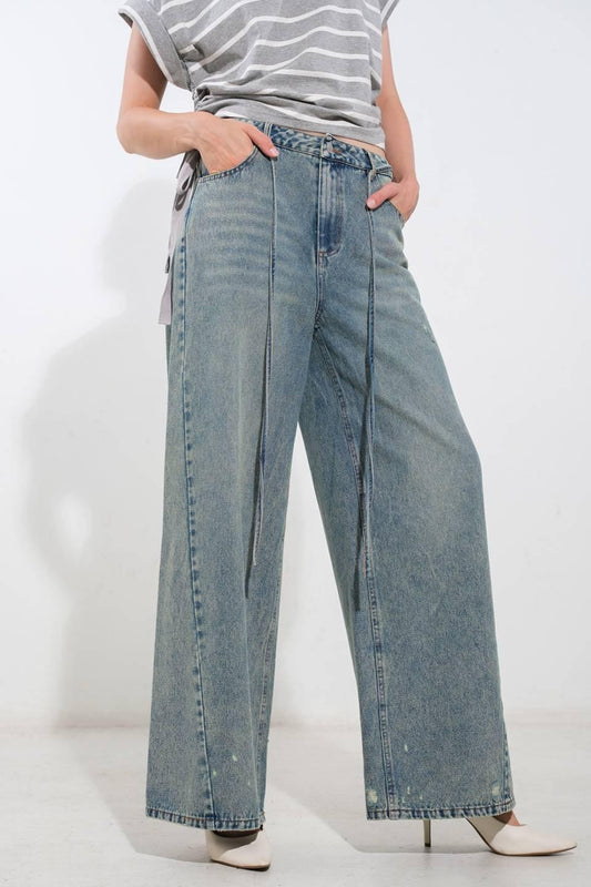 Inspiring Allure Denim Pants in indigo, view 1 — Soul Flow Apparel