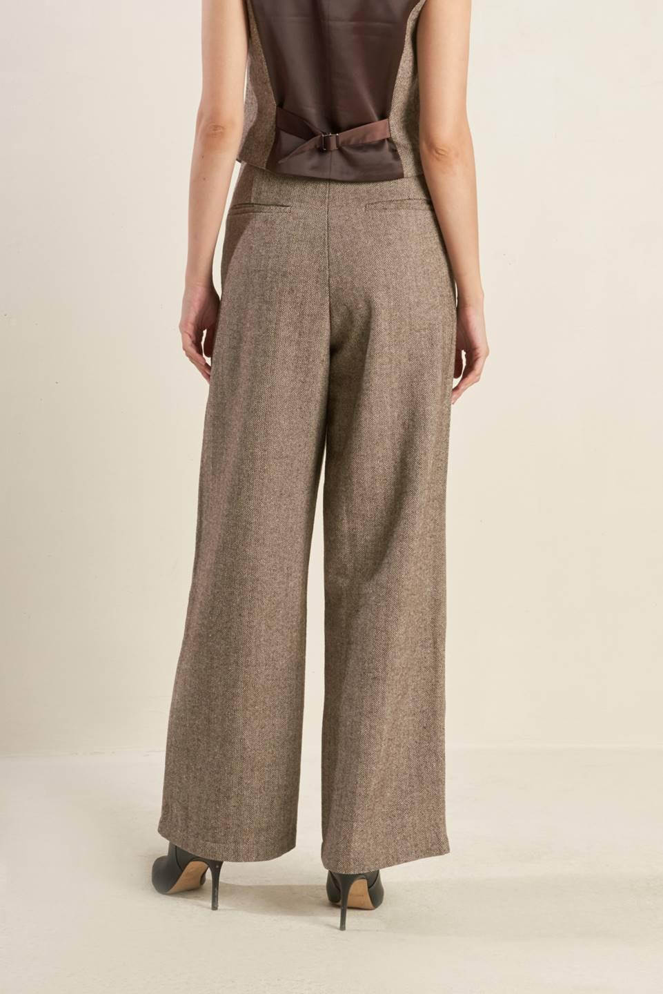 Vibrant Daze Woolen Pants in brown, view 2 — Soul Flow Apparel