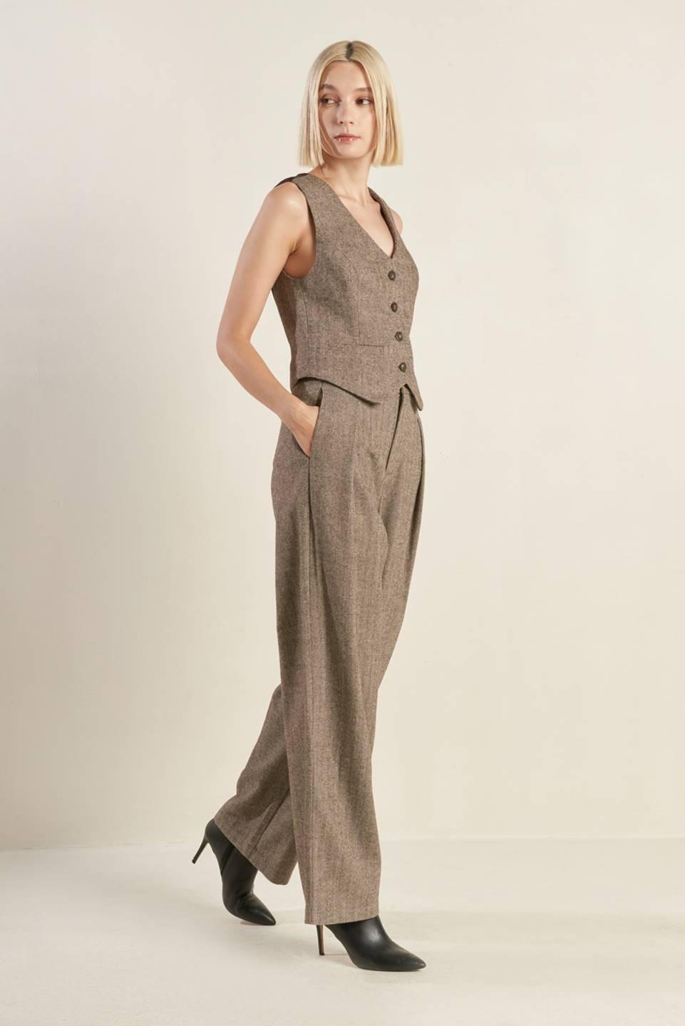 Vibrant Daze Woolen Pants in brown, view 3 — Soul Flow Apparel
