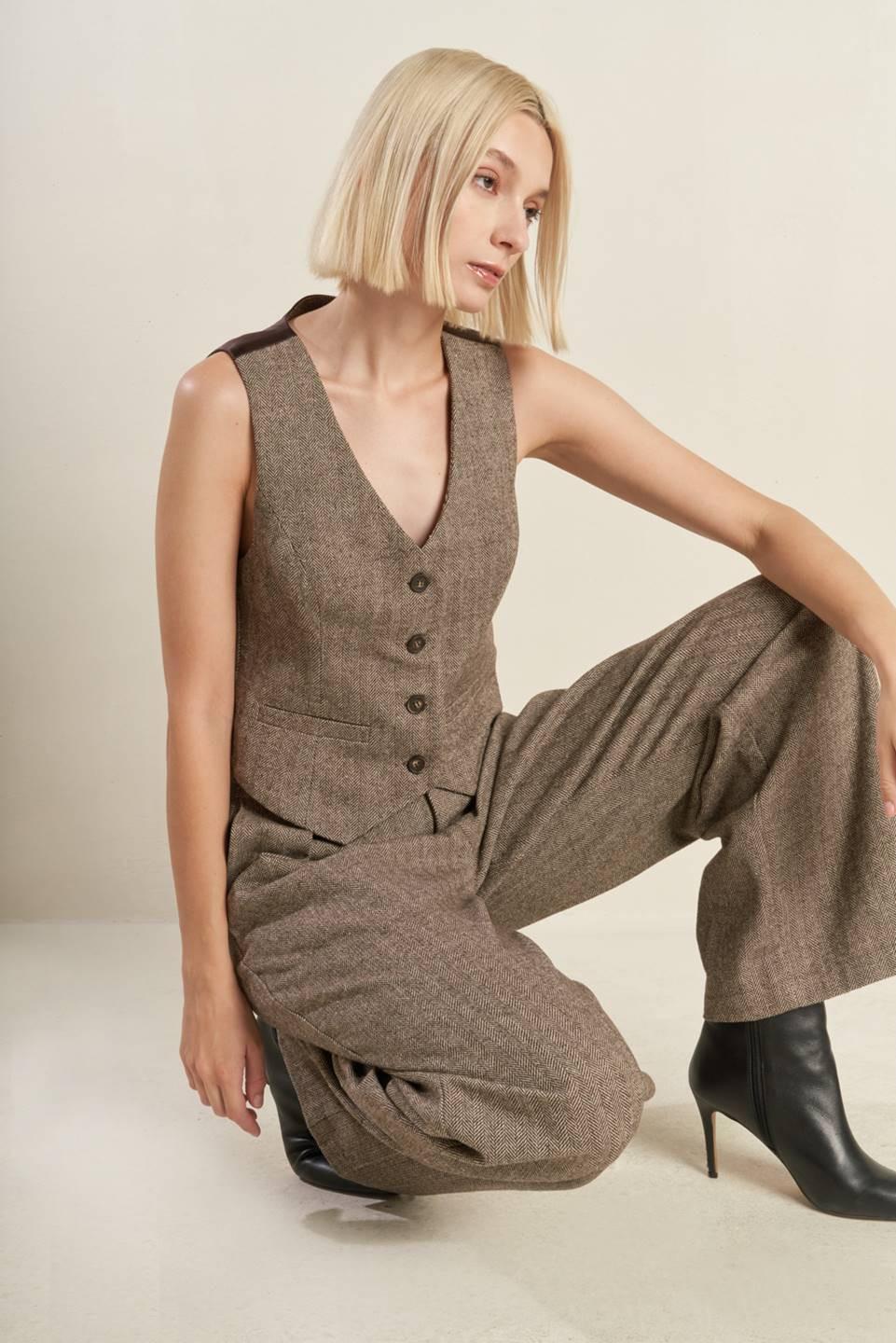Vibrant Daze Woolen Pants in brown, view 6 — Soul Flow Apparel