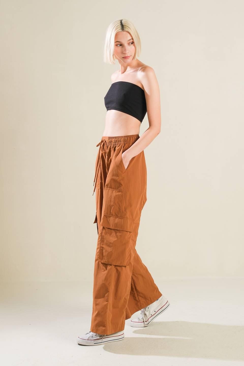Lovin on Me Cargo Pants in camel, view 3 — Soul Flow Apparel
