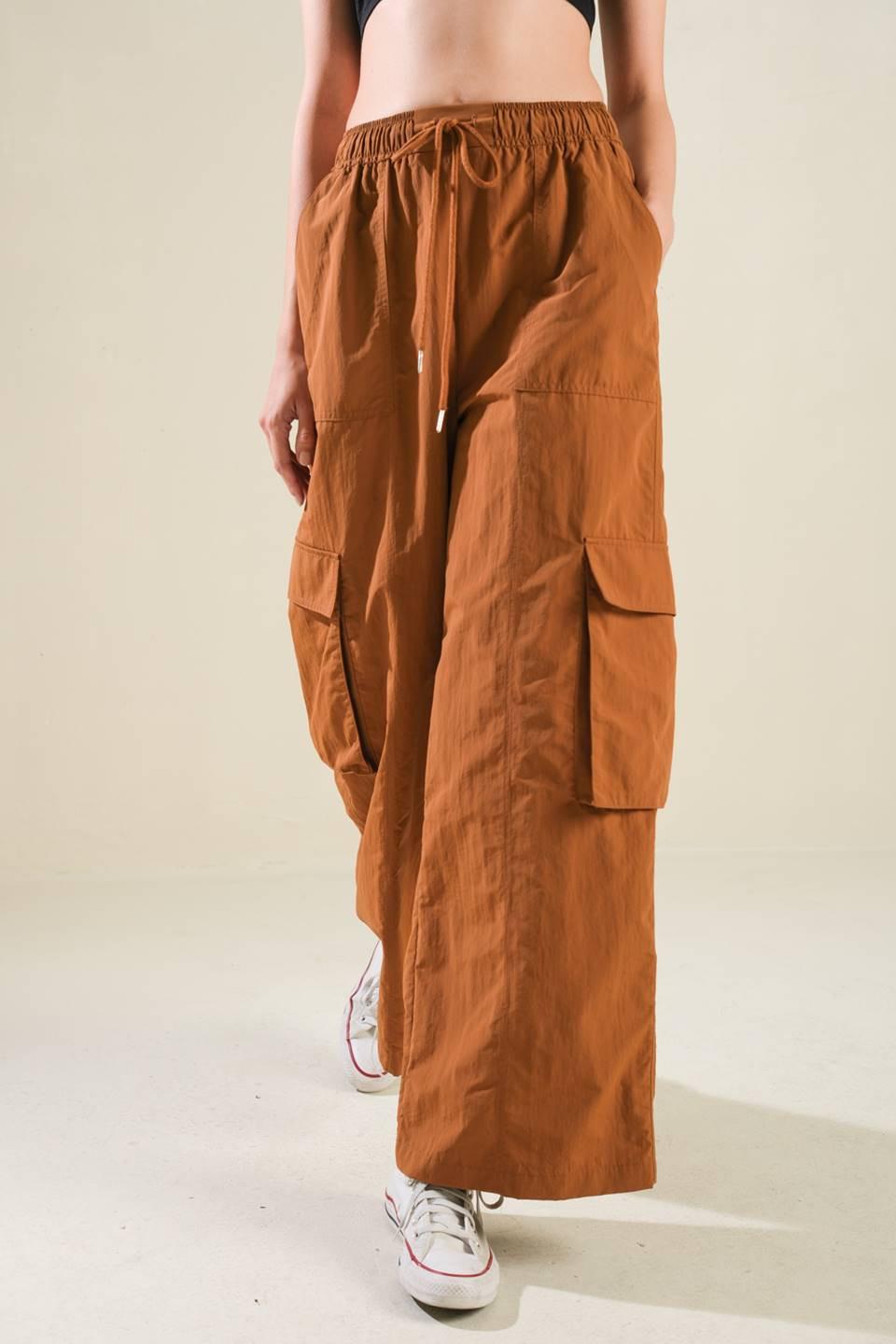 Lovin on Me Cargo Pants in camel, view 4 — Soul Flow Apparel
