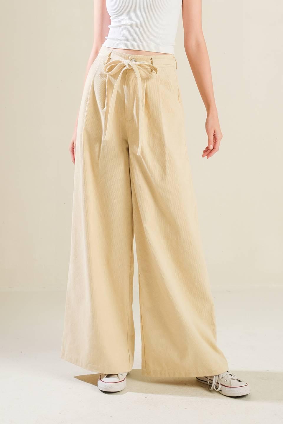 The Fame Woven Pants in beige, view 1 — Soul Flow Apparel