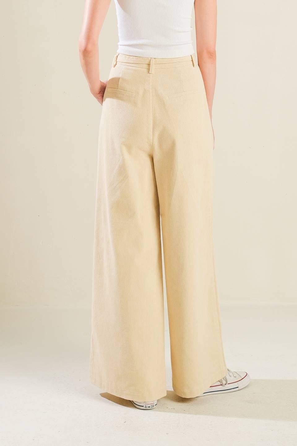 The Fame Woven Pants in beige, view 2 — Soul Flow Apparel